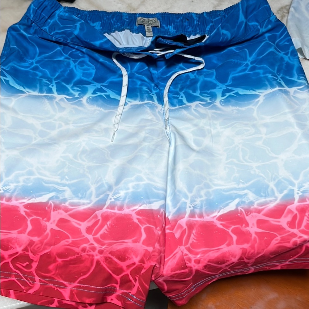 Americas colors Gradient Board Shorts with Drawstring Waist and matching shirt